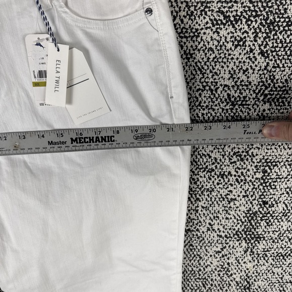 Tommy Bahama Ella Twill Crop Slim Boyfriend White Jeans Womens 14/24 Embroidered - Picture 6 of 11